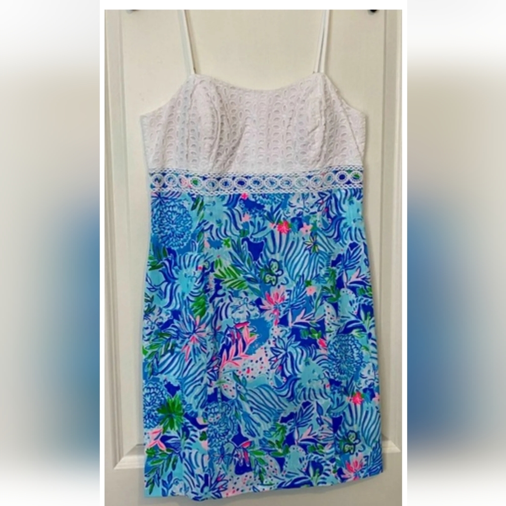 Lilly Pulitzer Womens Coastal Blue White Floral Sleeveless Dress Size 0 NWT